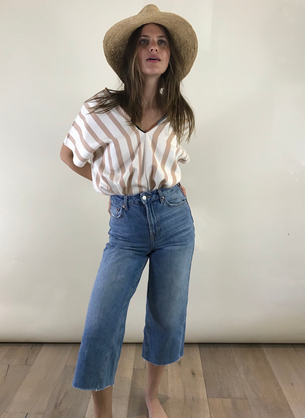 Alma Top Natural & Nude Stripe