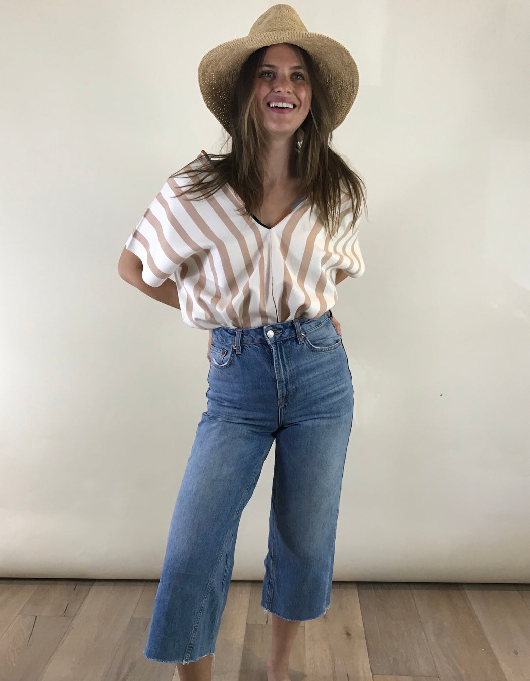 Alma Top Natural & Nude Stripe
