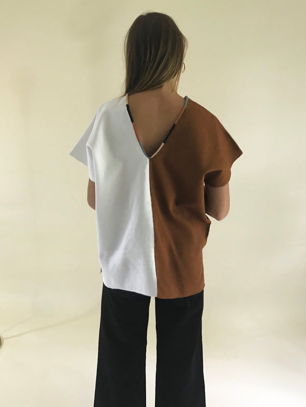 Agnes Top Chestnut & White