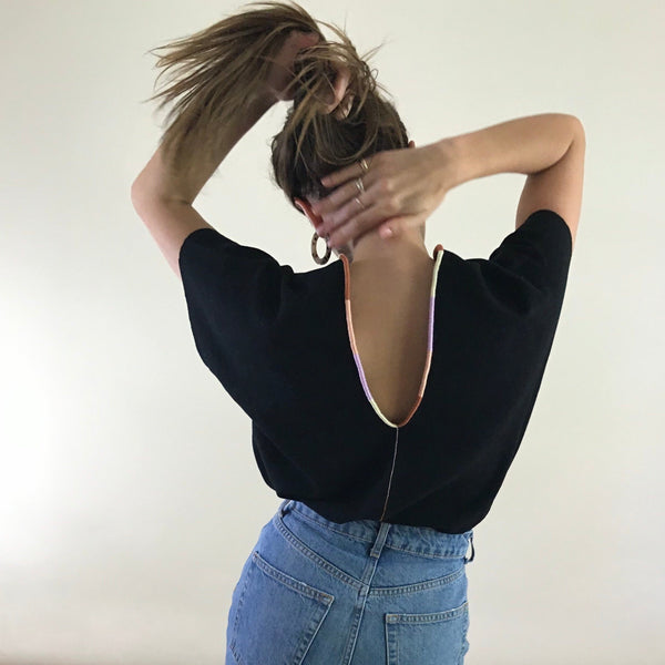 Ines Top Black w/Tobacco, Peach, Lilac & Lemon Ice / SOLD OUT