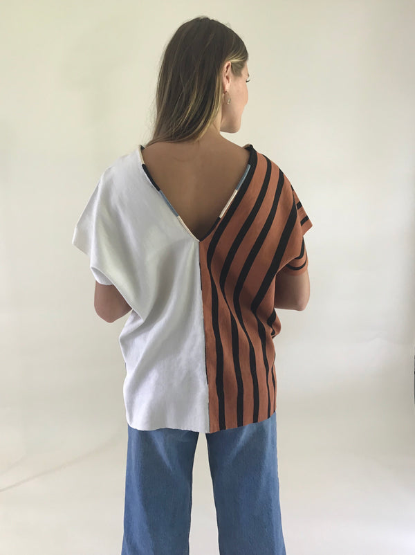 Agnes Top Tobacco/Black Stripes & Natural