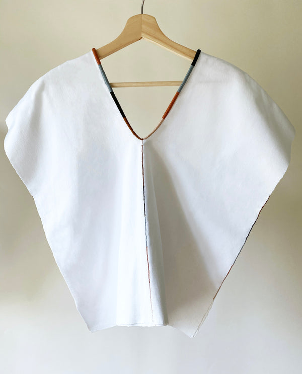 Ines Top White w Blue Grey Tobacco Nude