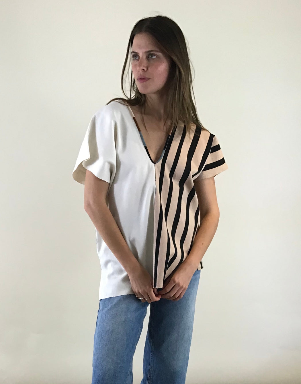 Agnes Top Nude/Black Stripes & Natural / SOLD OUT